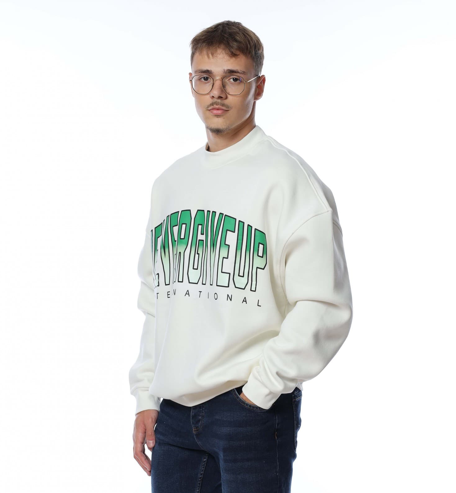 Oversize плътна блуза с ярък надпис 15952